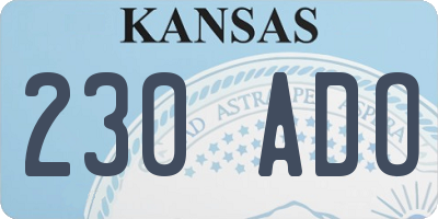 KS license plate 230ADO