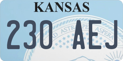 KS license plate 230AEJ