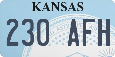 KS license plate 230AFH