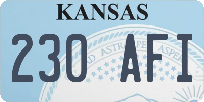 KS license plate 230AFI