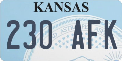 KS license plate 230AFK