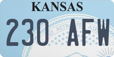 KS license plate 230AFW