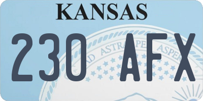 KS license plate 230AFX