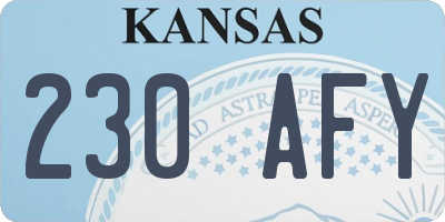 KS license plate 230AFY