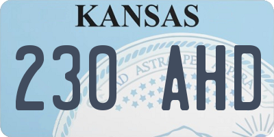 KS license plate 230AHD