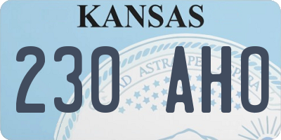 KS license plate 230AHO