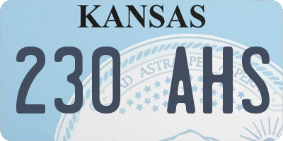KS license plate 230AHS
