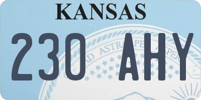 KS license plate 230AHY