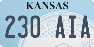 KS license plate 230AIA