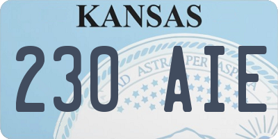 KS license plate 230AIE