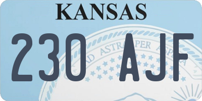 KS license plate 230AJF