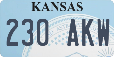 KS license plate 230AKW