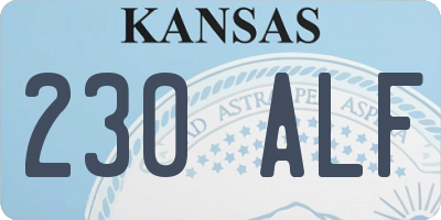 KS license plate 230ALF