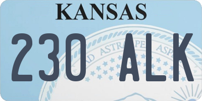 KS license plate 230ALK