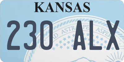 KS license plate 230ALX