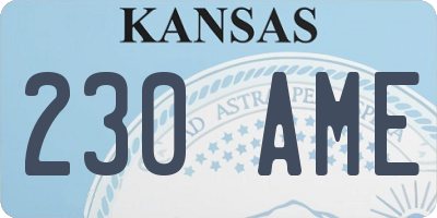 KS license plate 230AME