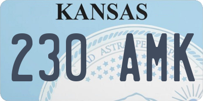 KS license plate 230AMK