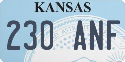KS license plate 230ANF