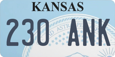 KS license plate 230ANK