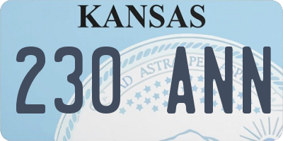KS license plate 230ANN