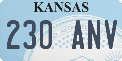 KS license plate 230ANV
