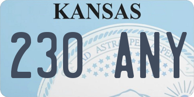 KS license plate 230ANY