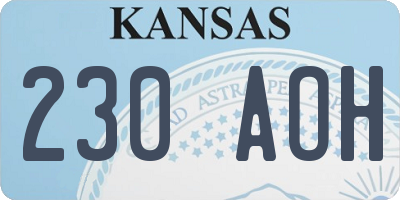 KS license plate 230AOH
