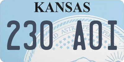 KS license plate 230AOI