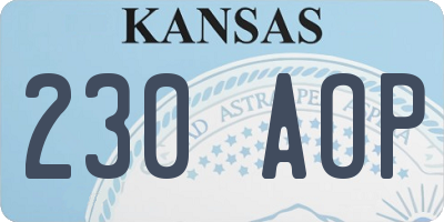 KS license plate 230AOP