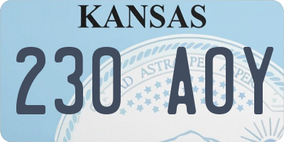 KS license plate 230AOY
