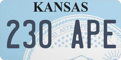 KS license plate 230APE