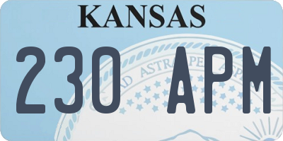 KS license plate 230APM