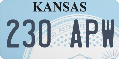 KS license plate 230APW