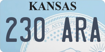 KS license plate 230ARA