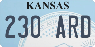 KS license plate 230ARD