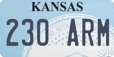 KS license plate 230ARM