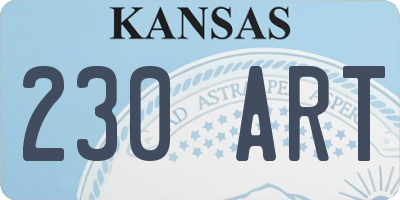 KS license plate 230ART