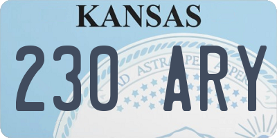KS license plate 230ARY