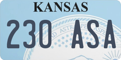 KS license plate 230ASA
