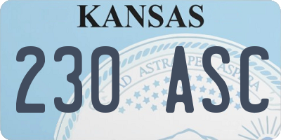 KS license plate 230ASC