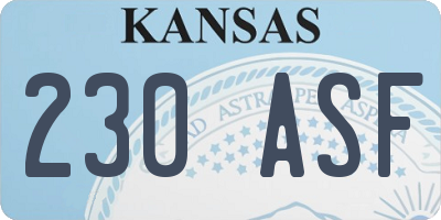 KS license plate 230ASF
