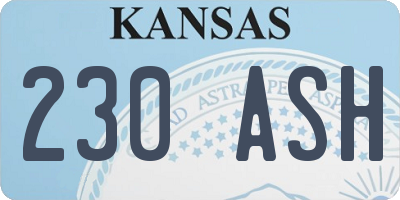 KS license plate 230ASH