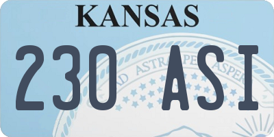 KS license plate 230ASI