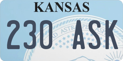 KS license plate 230ASK