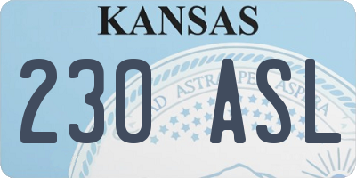 KS license plate 230ASL