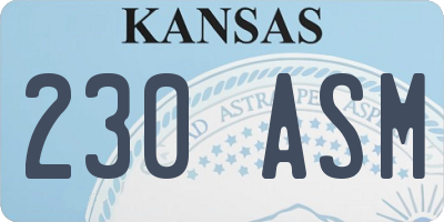 KS license plate 230ASM