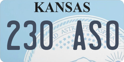 KS license plate 230ASO