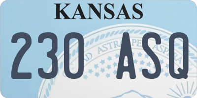 KS license plate 230ASQ