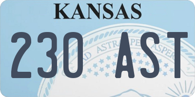 KS license plate 230AST