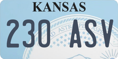 KS license plate 230ASV